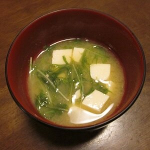 水菜と豆腐と油揚げみそ汁【ダブル大豆イソフラボン】